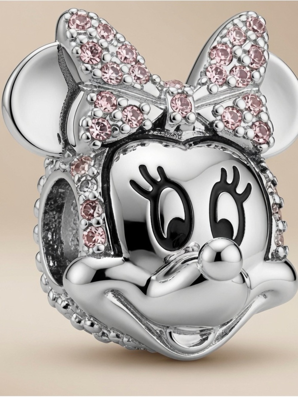 Minnie Mouse inspired Charm with Pink Crystals compatible with Pandora bracelet